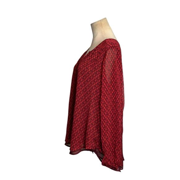 Lucky Brand ref print long sleeved tunic blouse size Medium - Picture 6 of 11